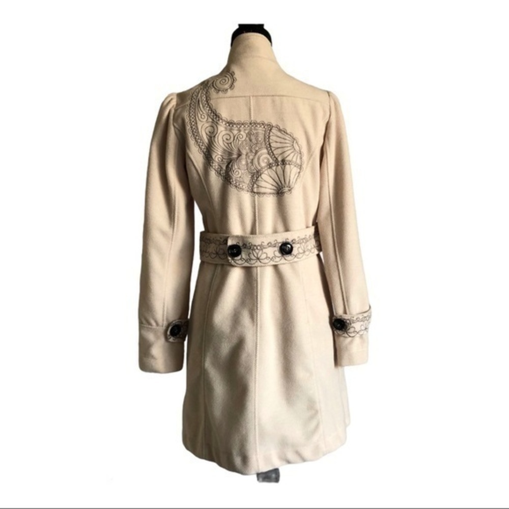 Green Dragon Paisley Embroidered Long Coat Size M - Picture 8 of 11